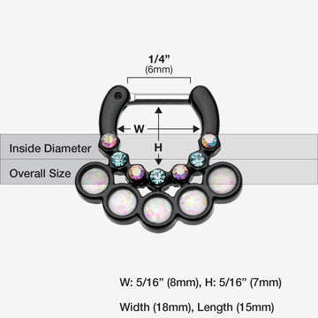 Detail View 1 of Colorline Opal Aureole Gemina Septum Clicker-Black/Aurora Borealis/White